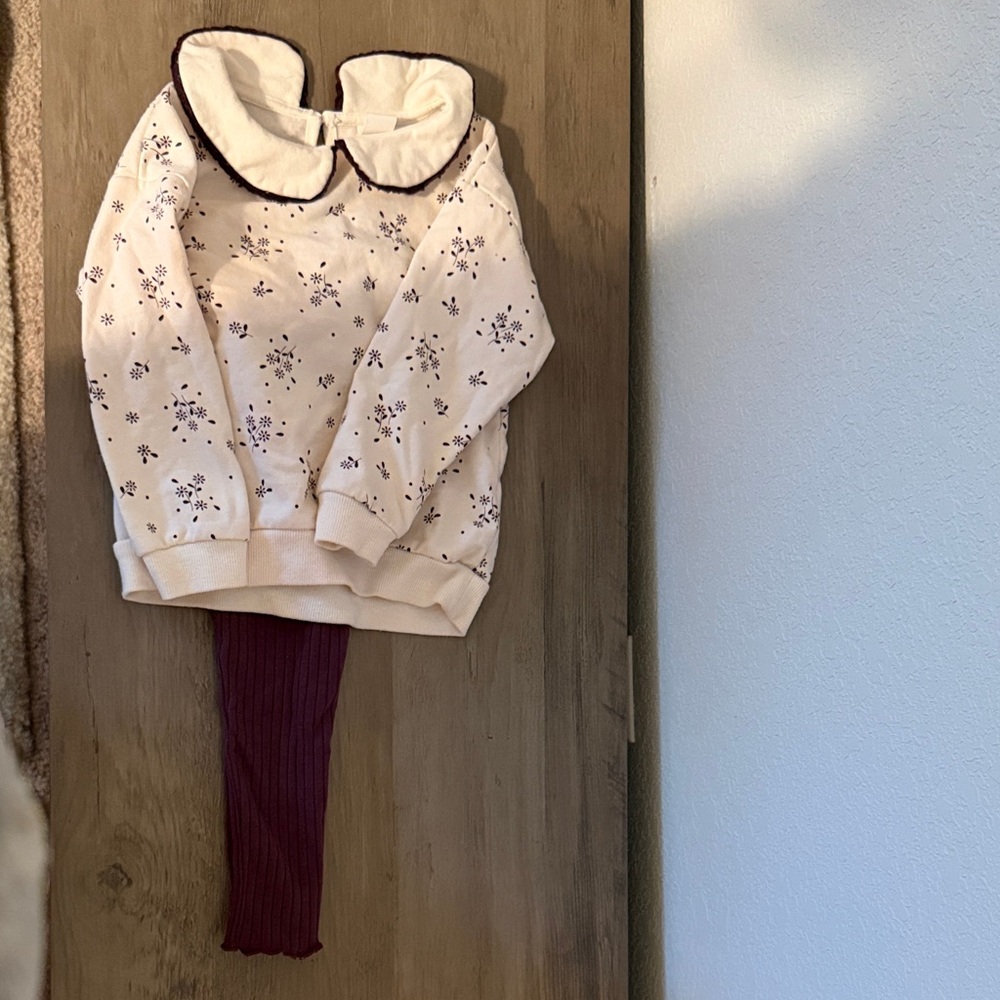Floral Cream and Purple Kids Matching Set